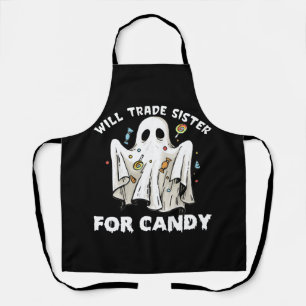 Tablier échangera sœur contre bonbons fantôme d'Halloween 