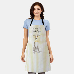 Tablier Écharpe jaune doux Chien blanc