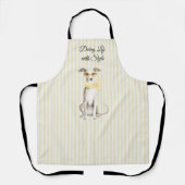Tablier Écharpe jaune doux Chien blanc  (Recto)
