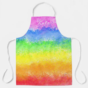 Tablier Éclaboussure d'aquarelle arc-en-ciel personnalisée