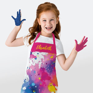 Tablier Éclaboussure de peinture colorée personnalisée pou
