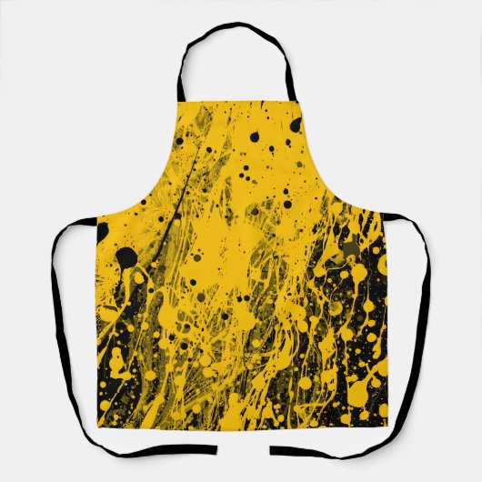 Tablier Éclaboussures de peinture noire et jaune (Recto)