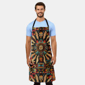 Tablier Eco-Friendly Cyan "Aztec Dream" Chef Apron (Porté)