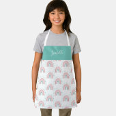 Tablier Ecriture arc-en-ciel rose fille moderne personnali (Insitu)