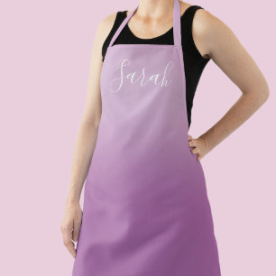 Tablier Écriture de texte ombré et blanc en mauve doux mod