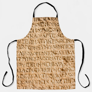 Tablier écriture grecque ancienne ciselée sur pierre