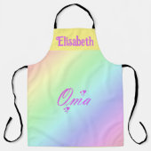 Tablier écriture rose, félicitations à oma (Recto)