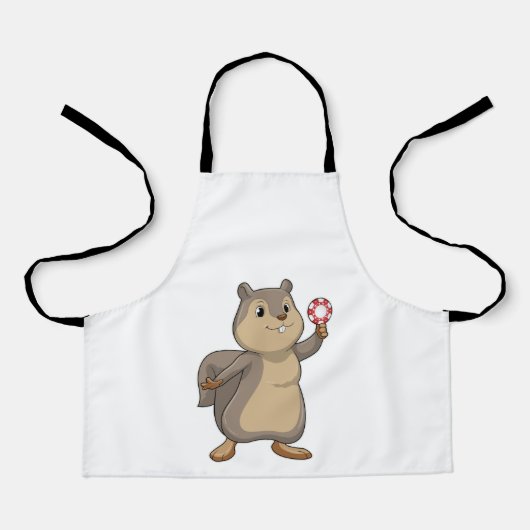 Tablier Écureuil au Poker avec des jetons de Poker (Recto)