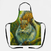 Tablier Écureuil impressionniste dans le feuillage foresti (Recto)