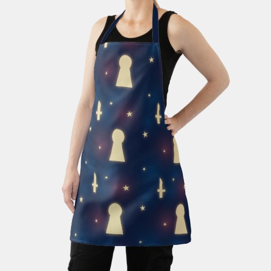 Tablier Edgy Apron Avec Étoiles, Couteaux Et Clavier Motif (Insitu)