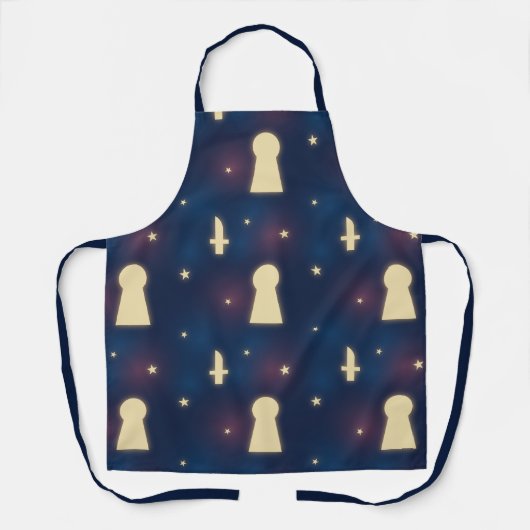 Tablier Edgy Apron Avec Étoiles, Couteaux Et Clavier Motif (Recto)
