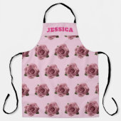 Tablier Editable Minimal Pink Rose Design Pattern Custom (Recto)