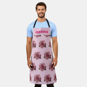 Tablier Editable Minimal Pink Rose Design Pattern Custom (Porté)