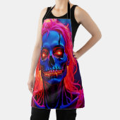 Tablier Eerie Skeleton avec conception de cheveux roses (Insitu)