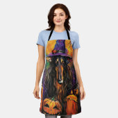 Tablier Éffrayant Afghan Hound Halloween sorcière et Citro (Porté)