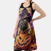 Tablier Éffrayant Carlin Chien Halloween Sorcière Et Citro (Insitu)