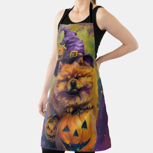 Tablier Éffrayant Chow Chow Chien Halloween sorcière et Ci (Insitu)