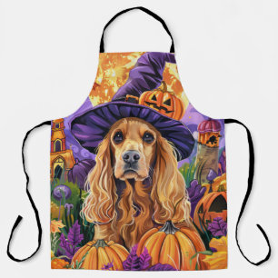 Tablier Éffrayant Cocker Spaniel Dog Halloween Witch Citro