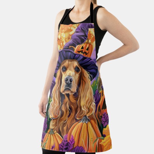 Tablier Éffrayant Cocker Spaniel Dog Halloween Witch Citro (Insitu)
