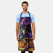 Tablier Éffrayant Dachshund Chien Halloween sorcière et Ci (Porté)