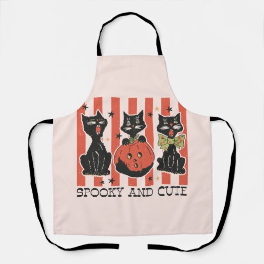 Tablier Éffrayant et mignon - Chat noir et Citrouille (Recto)