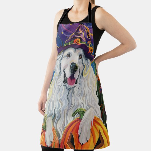 Tablier Éffrayant Grand Pyrénées Chien Halloween Citrouill (Insitu)