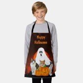 Tablier Éffrayant Halloween Ghost Graveyard Orange Apron (Porté)