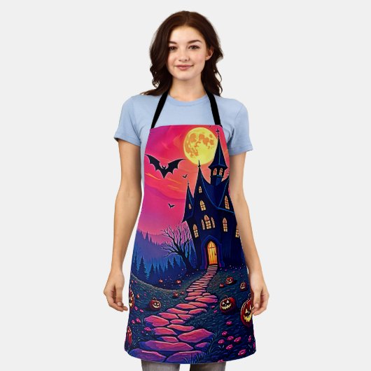 Tablier Éffrayant Halloween Haunted Mansion Art (Porté)