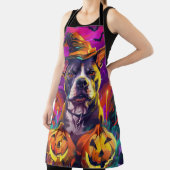 Tablier Éffrayant Pitbull Chien Halloween sorcière et Citr (Insitu)
