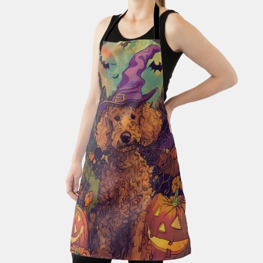 Tablier Éffrayant Poodle Chien Halloween sorcière et Citro (Insitu)