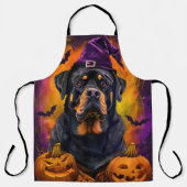 Tablier Éffrayant Rottweiler Chien Halloween sorcière et C (Recto)