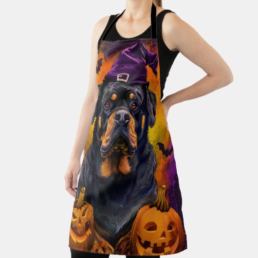 Tablier Éffrayant Rottweiler Chien Halloween sorcière et C (Insitu)