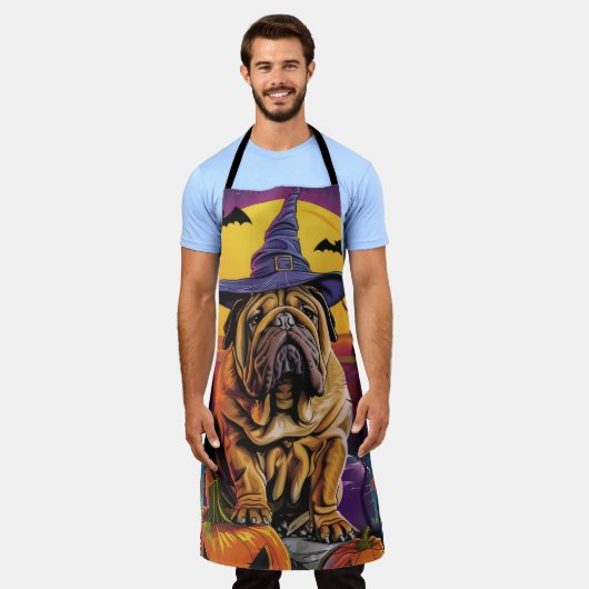 Tablier Éffrayant Shar Pei Chien Halloween sorcière et Cit (Porté)