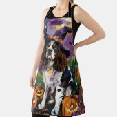 Tablier Éffrayant Springer Spaniel Halloween Witch Citroui (Insitu)