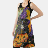Tablier Éffrayant Tuxedo Chat Halloween Sorcière Et Citrou (Insitu)