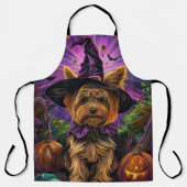 Tablier Éffrayant Yorkipoo Chien Halloween sorcière et Cit (Recto)