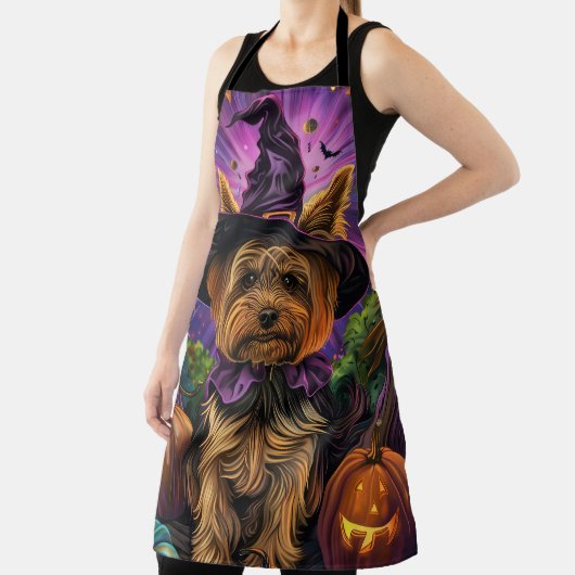 Tablier Éffrayant Yorkipoo Chien Halloween sorcière et Cit (Insitu)