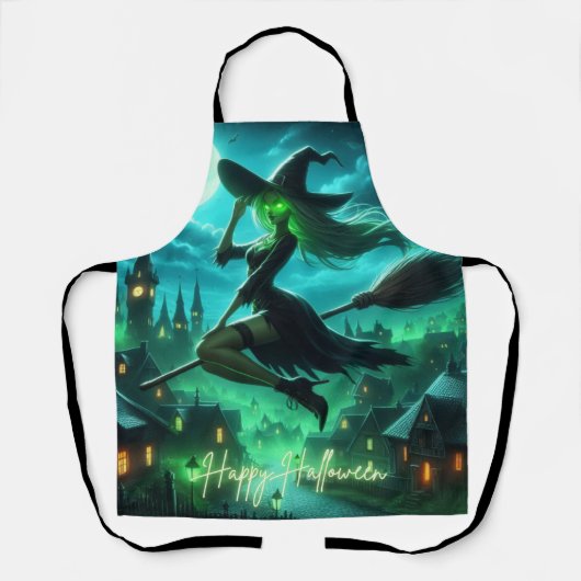 Tablier Éffrayante verdure Halloween sorcière (Recto)