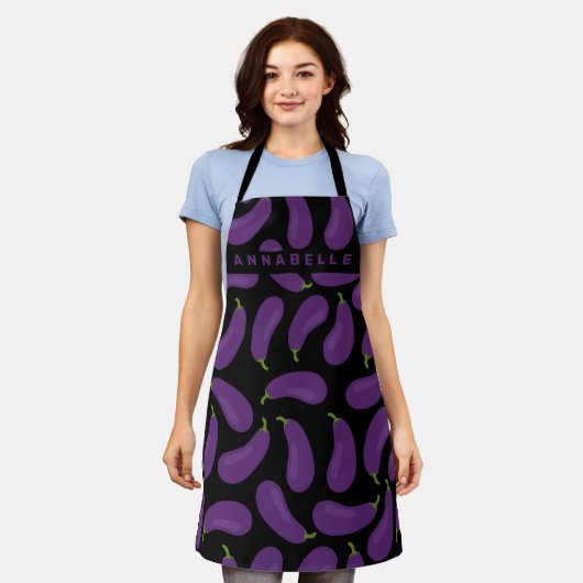 Tablier Eggplant Motif Personnaliser Apron (Porté)