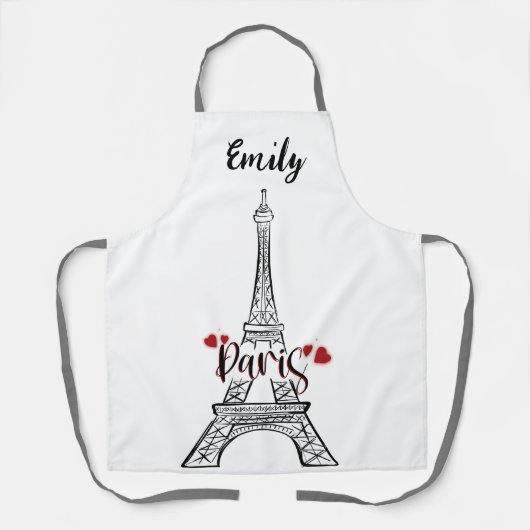Tablier Eiffel Tower, Paris France Custom Name Apron (Recto)