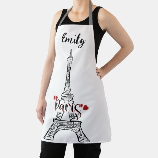 Tablier Eiffel Tower, Paris France Custom Name Apron (Insitu)