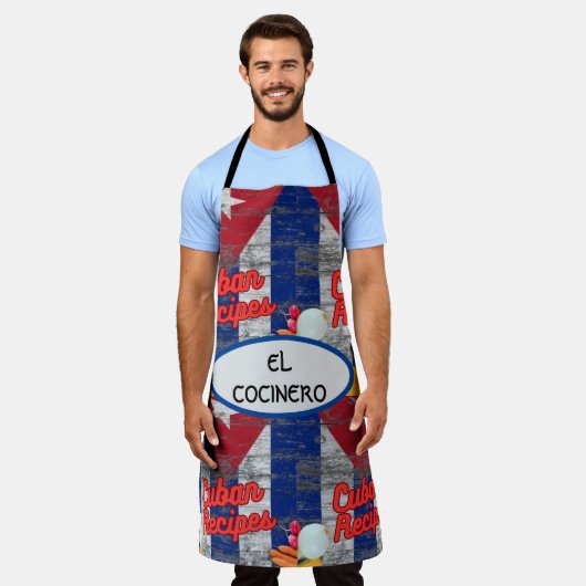 TABLIER EL COCINERO CUBAN APRON À THÈME (Porté)
