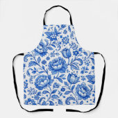 Tablier Élégance florale bleue et blanche (Recto)