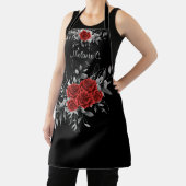 Tablier Elégance sans effort noir & blanc avec Roses rouge (Insitu)