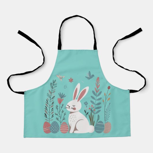 Tablier Élégance scandinave Lapin de Pâques mignon (Recto)