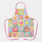 Tablier Elegant Abstract Floral Checkerboard Pattern (Recto)