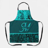 Tablier Elégant Aqua Turquoise bold Script Monogramme (Recto)