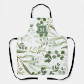 Tablier Élégant aquarelle Botanique Monogramme de verdure (Recto)