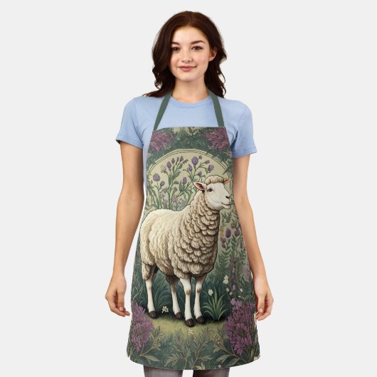 Tablier Élégant Arrière - plan floral de la lavande de mou (Porté)