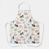 Tablier élégant avec impression de chat et fleurs (Recto)